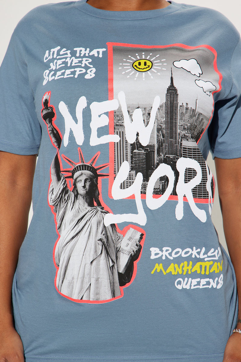 New York City Never Sleeps Graphic Tee - Blue | Fashion Nova, Screens