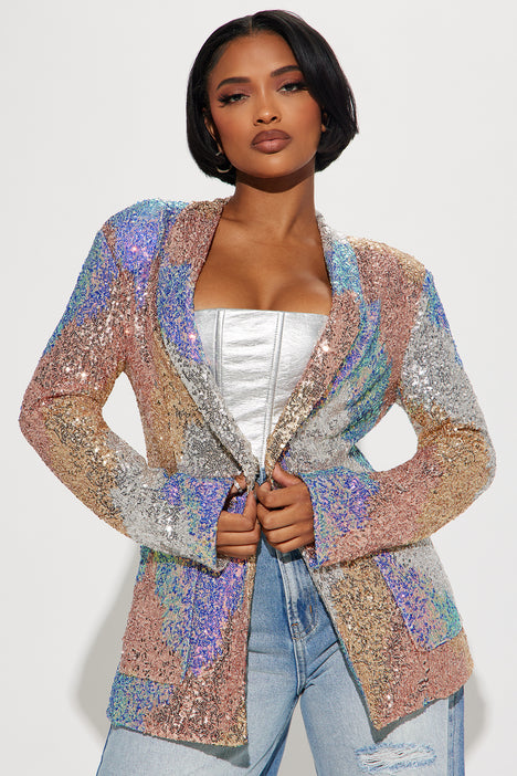 Office Party Sequin Blazer Multi Color Fashion Nova Jackets