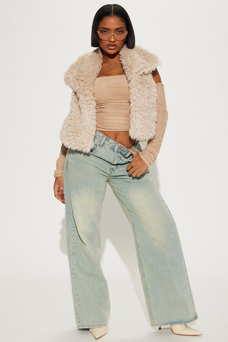 Cropped faux fur best sale vest