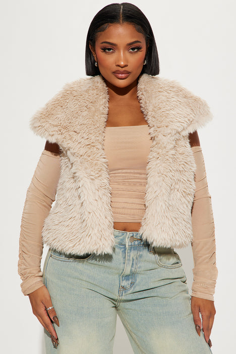Fur hot sale vest jacket