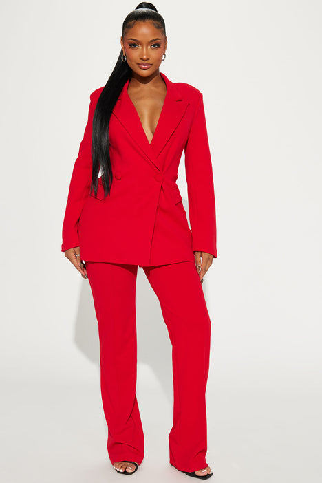 Red pants and blazer set cheap