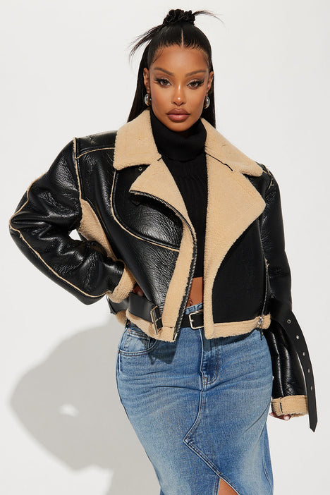 Life On The Edge Faux Leather Moto Jacket Black