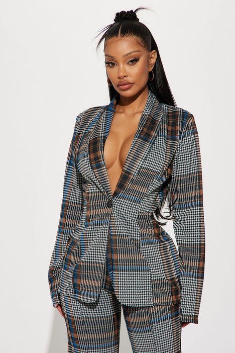 Plaid blazer and cheap pants set