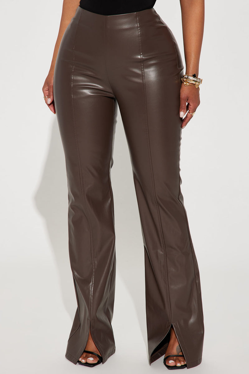 Ashley Faux Leather Flare Pant - Mocha | Fashion Nova, Pants | Fashion Nova