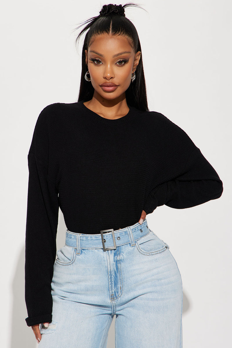 Keep Up Long Sleeve Top Black Fashion Nova, Knit Tops Fashion Nova