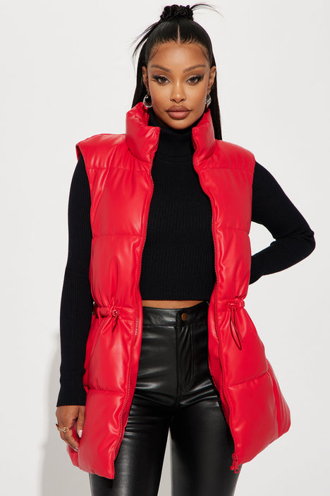 Red Vegan Leather Vest