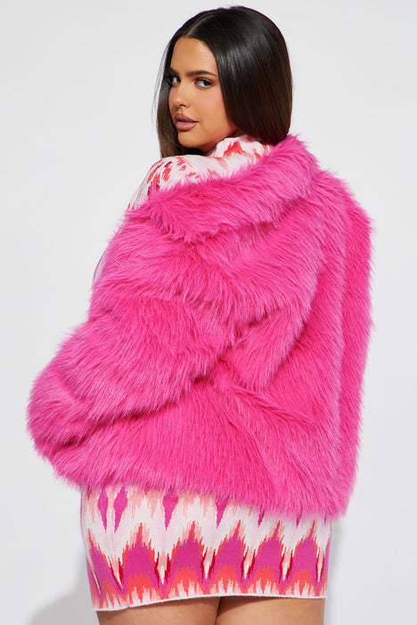 Hot pink fluffy jacket outlet
