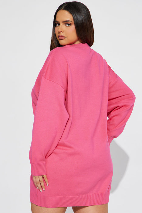 Natasha Sweater Mini Dress Hot Pink