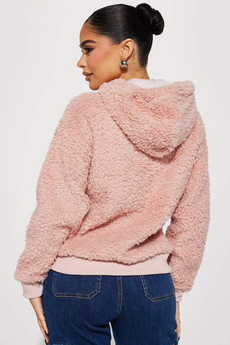 Mauve sherpa pullover top