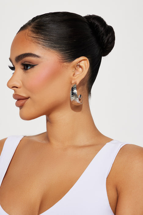 Never Bored Hoop Earrings Silver