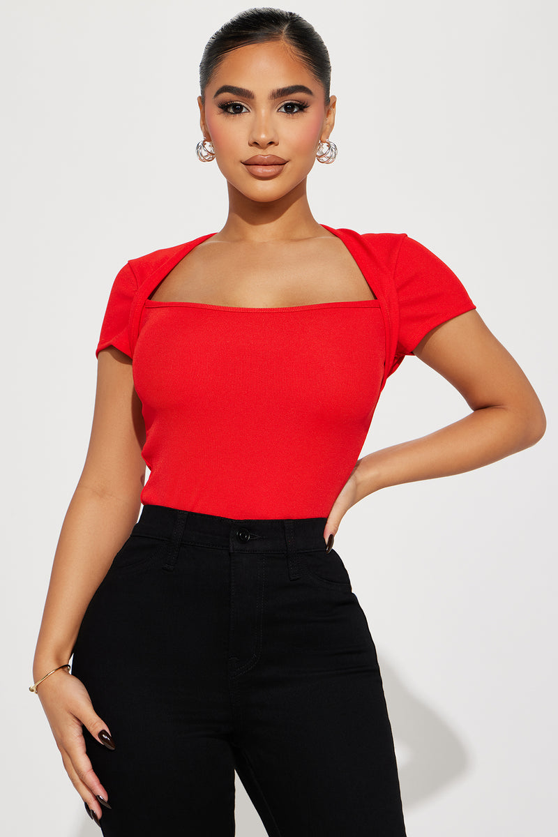 Haley Ribbed Top - Red | Fashion Nova, Knit Tops | Fashion Nova