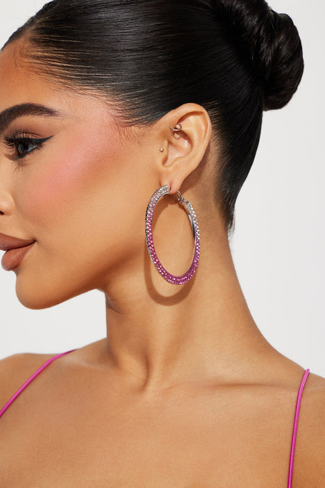 Fiesta Babe Hoop Earrings Pink combo Fashion Nova Jewelry Fashion Nova