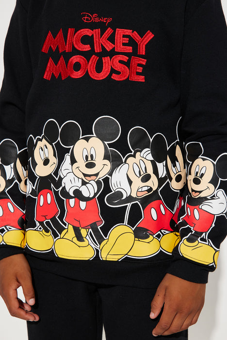 Mini Mickey Mouse Embroidered Fleece Jogger Set Black Fashion
