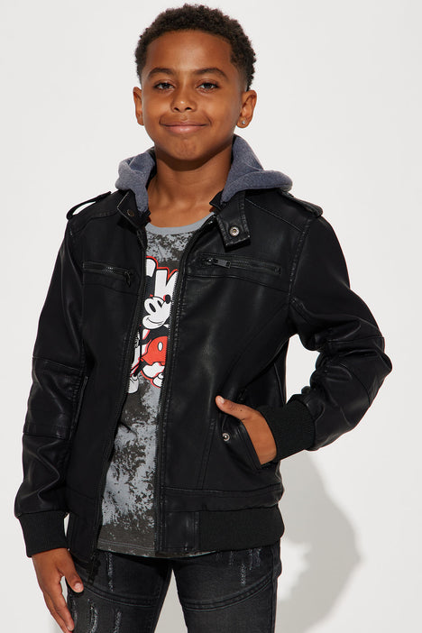 Black sherpa hooded jacket sales