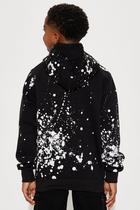 Black paint drip hoodie discount