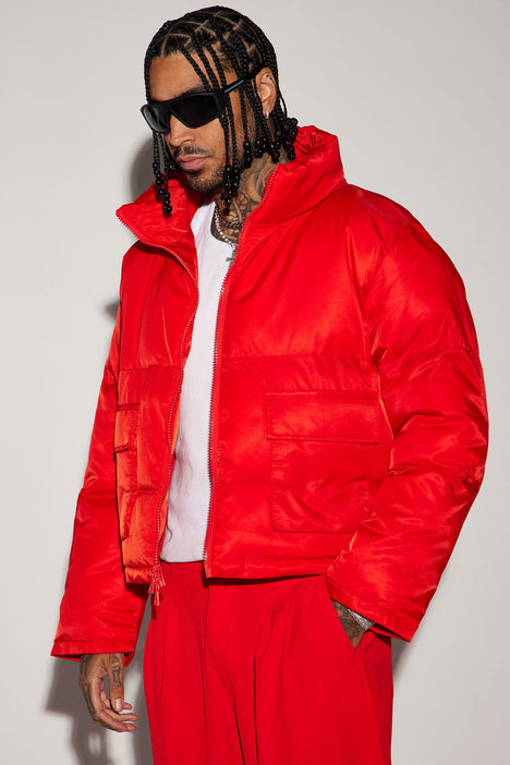 Ride With Me Nylon Cropped Puffer Red Fashion Nova Mens