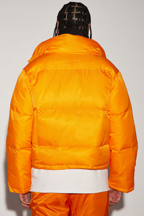 Cropped puffer jacket store orange