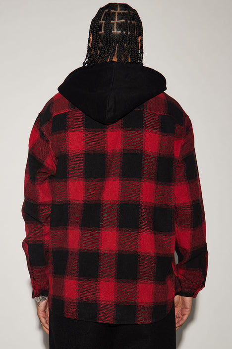 Red black store flannel hoodie