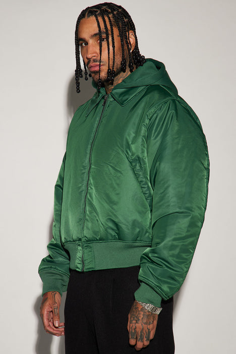 Can t Replace Nylon Hooded Bomber Jacket Hunter
