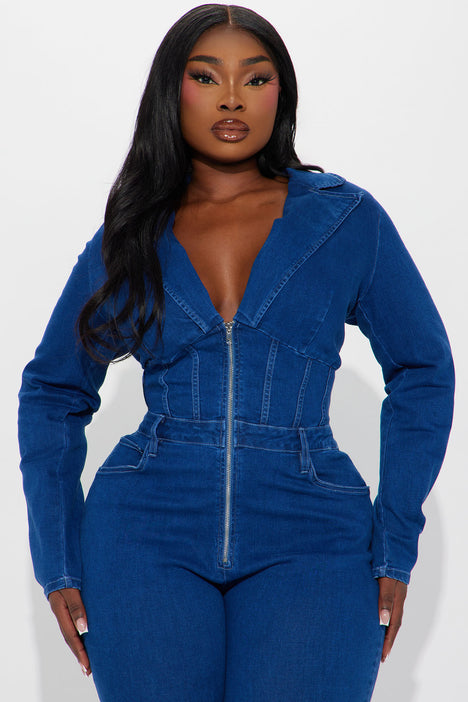 Blue jean top jumpsuit