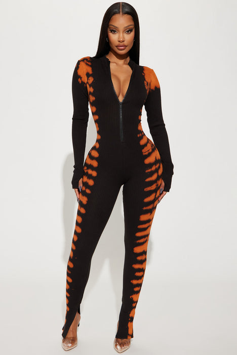 Black and shop orange jumpsuit