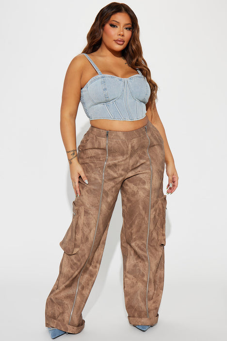 Lyra Washed Faux Leather Pant - Brown, Fashion Nova, Pants
