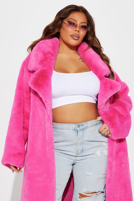 Fashion nova pink 2025 fur coat