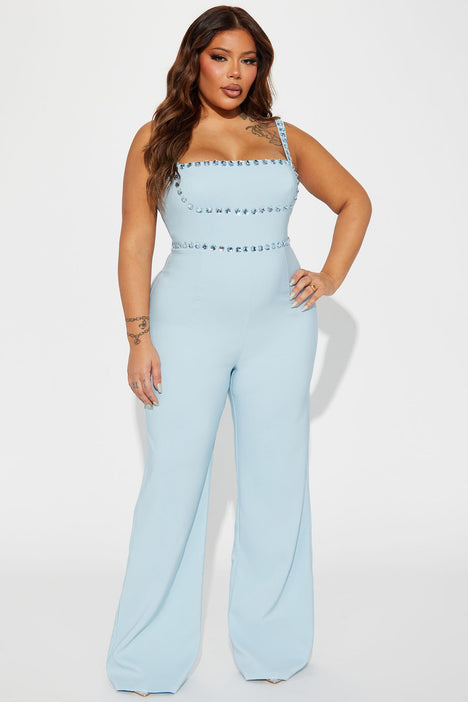 Light blue sale and white jumpsuit