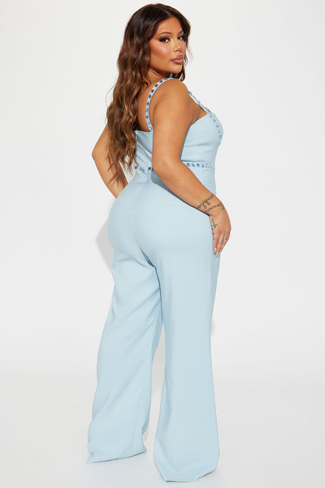 Light blue jumpsuit plus size on sale