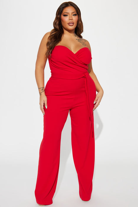 Red jumpsuit top size 14