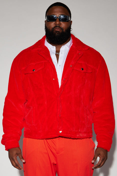 Hey Ma Fur Trucker Jacket Red Fashion Nova Mens Jackets