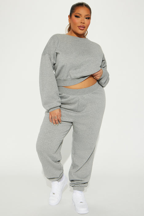 Plus size grey sweatsuit best sale