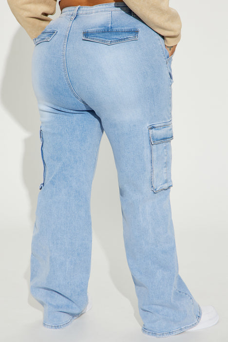 Not That Serious | Wash Light Cargo Jeans Fashion - Nova, Jeans Stretch Fashion Nova 