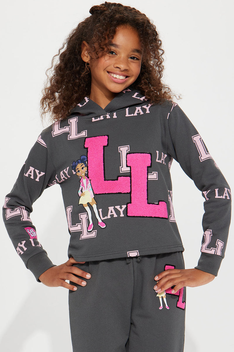 Mini Lay Lay Collegiate Fleece Jogger Set - Black | Fashion Nova, Kids ...