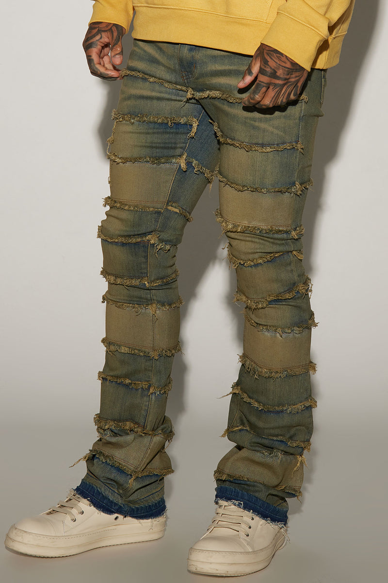 All Around Fray Stacked Skinny Flare Jeans - Dark Wash | Fashion Nova ...