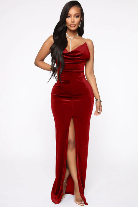Red velvet maxi dress new arrivals
