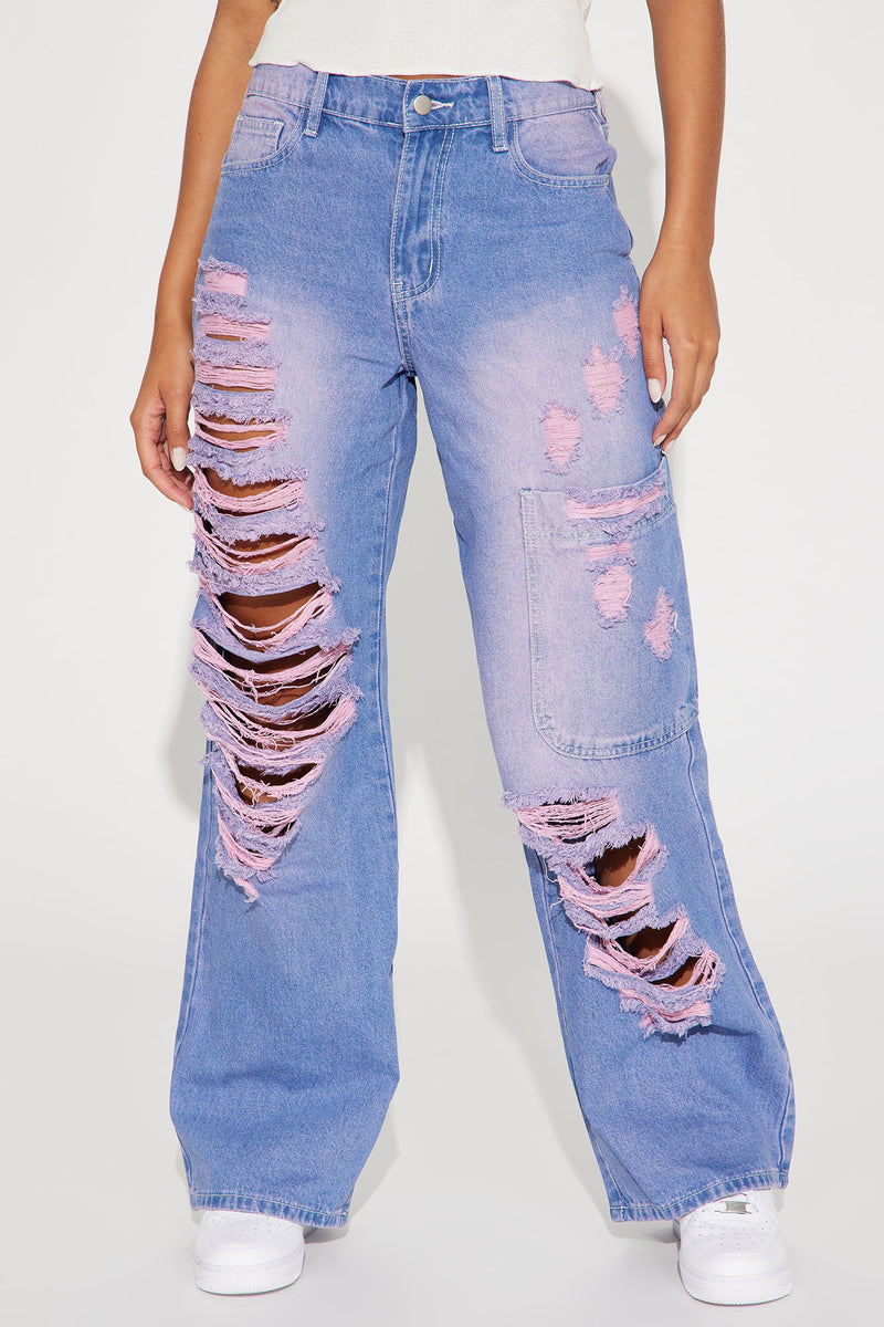 Off The Walls Tinted Straight Leg Jeans - Purple | Fashion Nova, Jeans ...