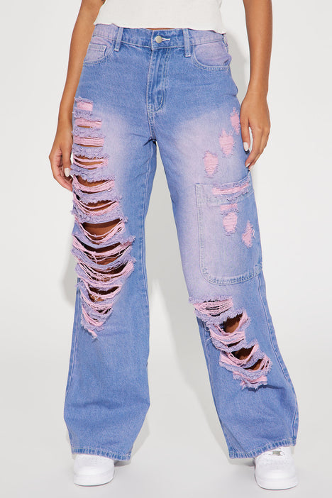 Off The Walls Tinted Straight Leg Jeans - Purple, Fashion Nova, Jeans