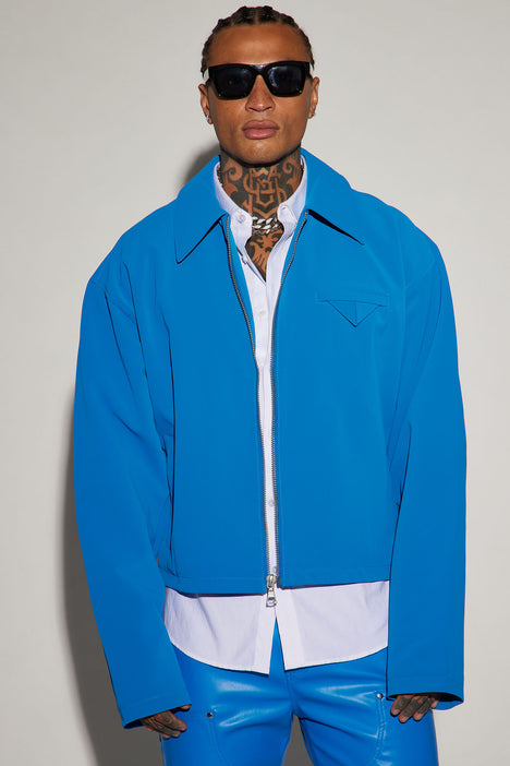 Inspiration Faux Leather Cropped Jacket Blue Fashion Nova