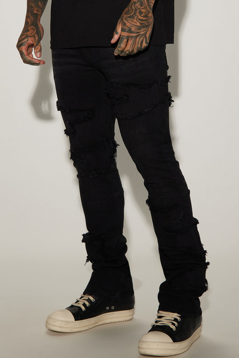 Shape It Fray Stacked Skinny Flare Jeans - Black | Fashion Nova, Mens ...