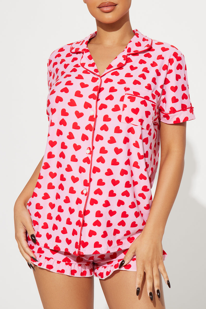 GEORGINA™ - Stylish Pink Bow Shortsleeve Comfortable Pyjamas Set