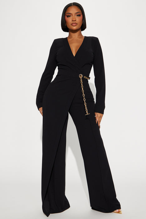Need A Date Long Sleeve Jumpsuit Black