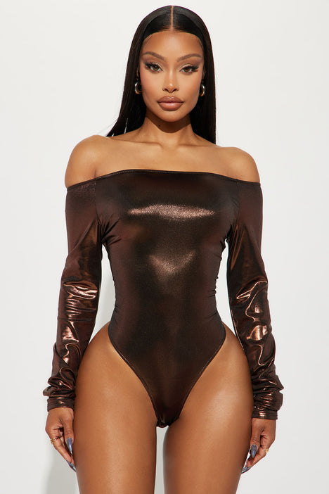 Doing Better Metallic Bodysuit Rose Gold