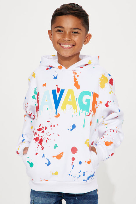 White hoodie with paint discount splatter
