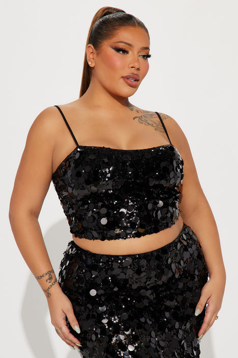 Radiant Sequin Skirt Set Black Fashion Nova Matching Sets