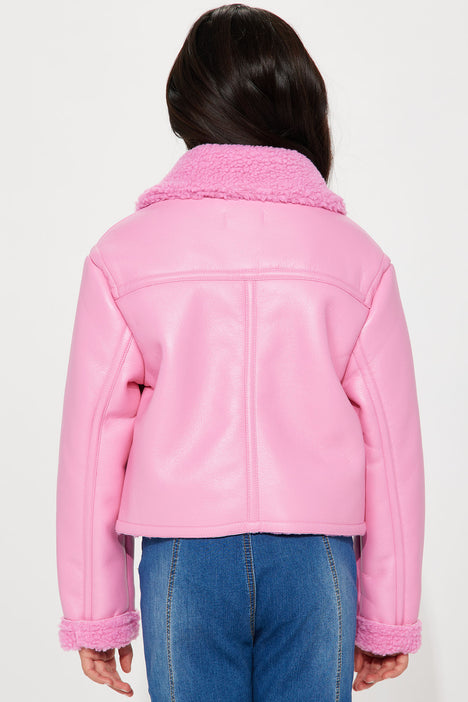 Pink aviator jacket top