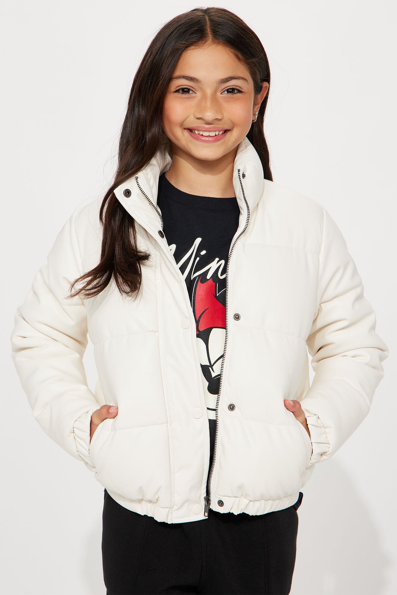 Ivory faux deals leather jacket