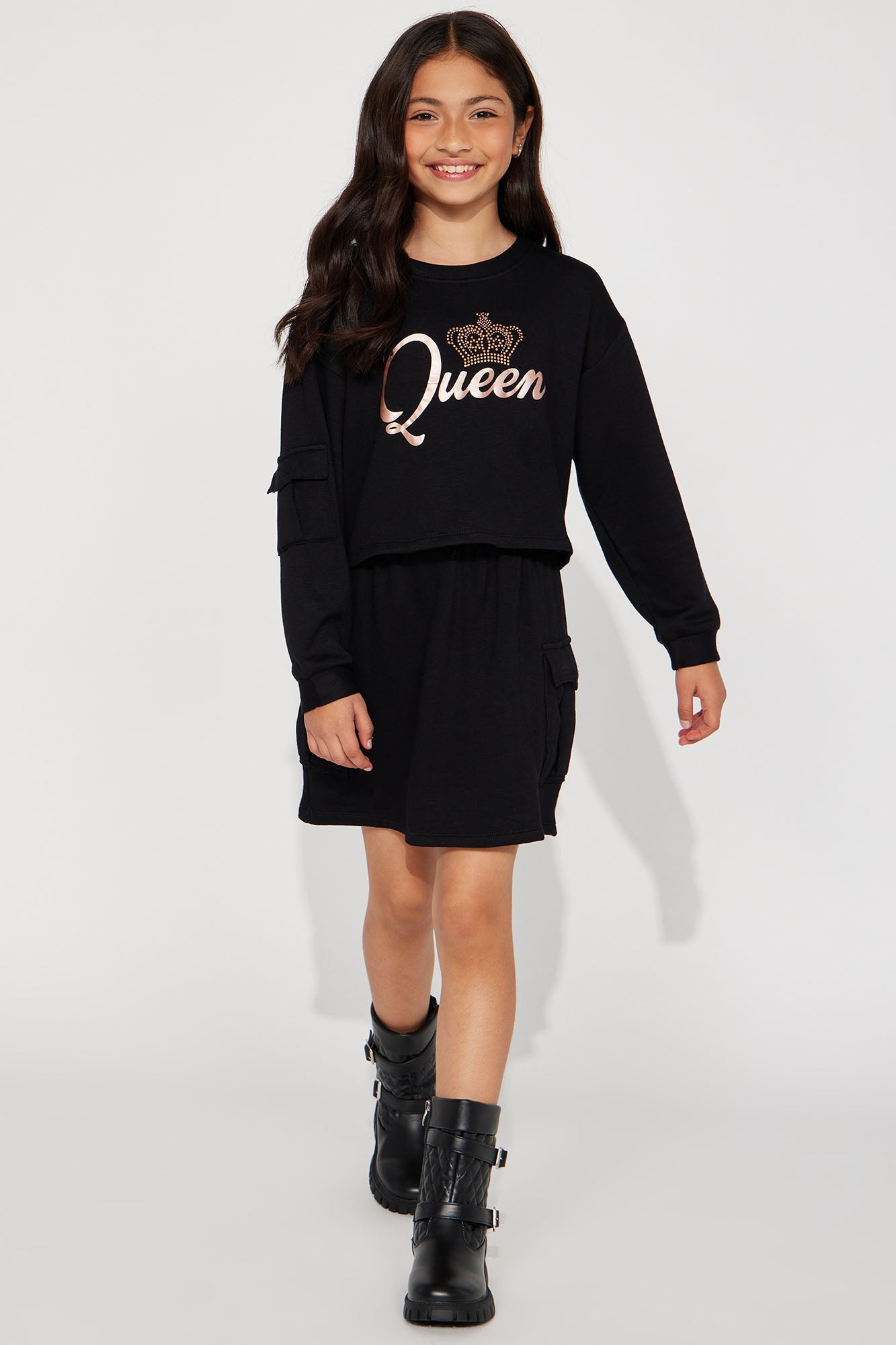 Mini Fleece Queen Cargo Skort Set Black