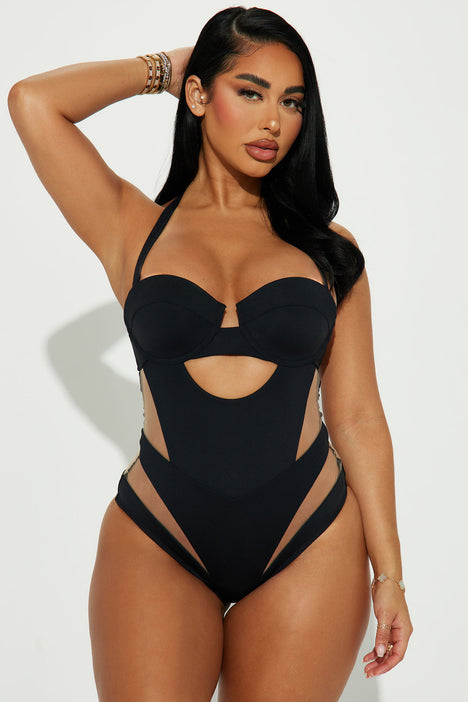 Fashion nova black discount one piece swimsuit