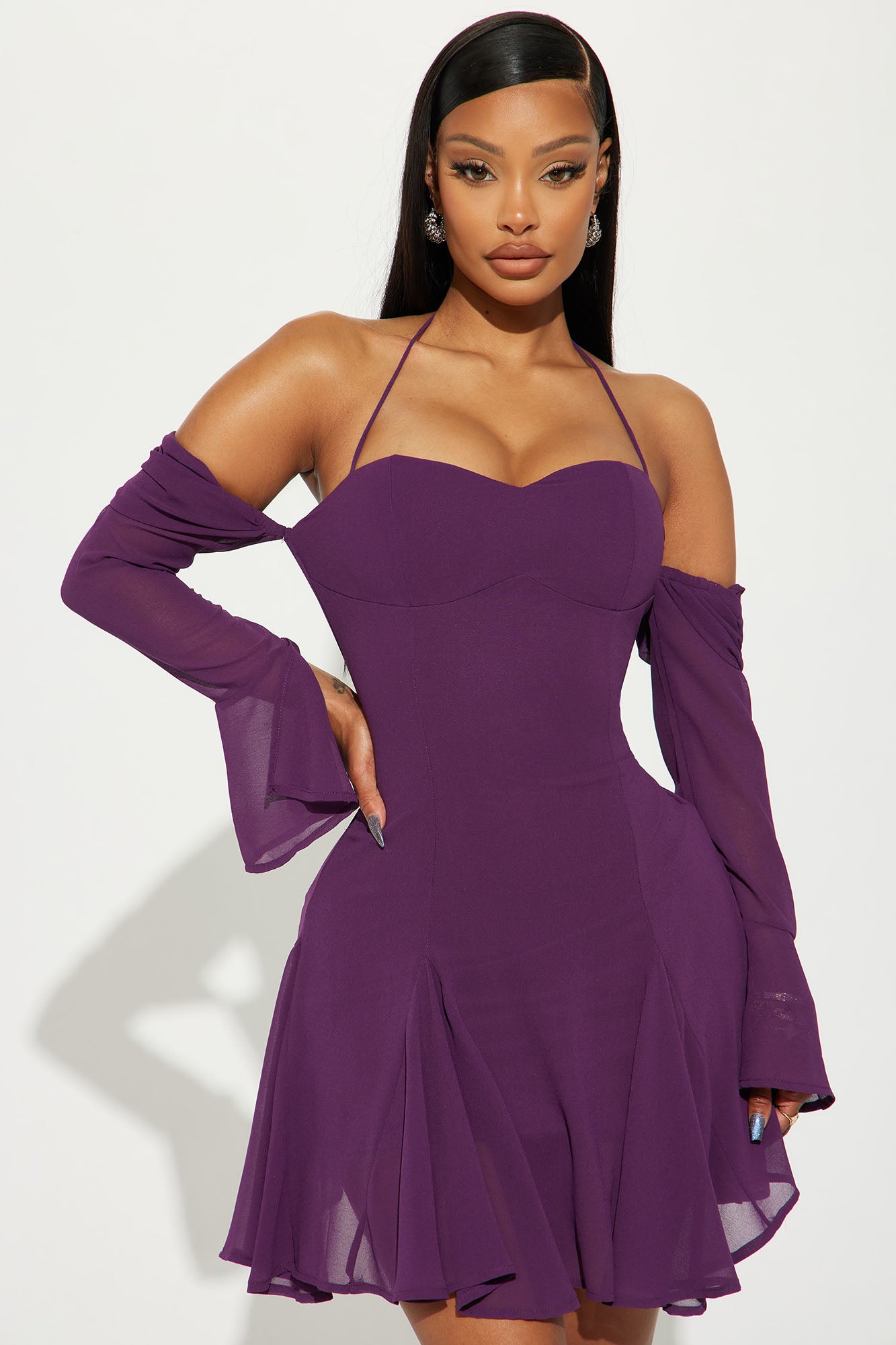 Plum skater dress top